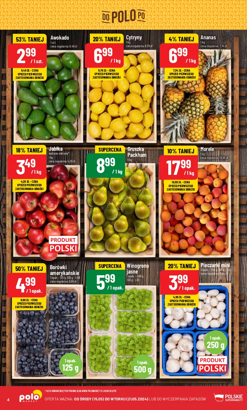 Gazetka promocyjna PoloMarket - Gazetka pomocyjna - ważna 15.05 do 21.05.2024 - strona 4 - produkty: Ananas, Cytryny, Jabłka, Piec, Wino