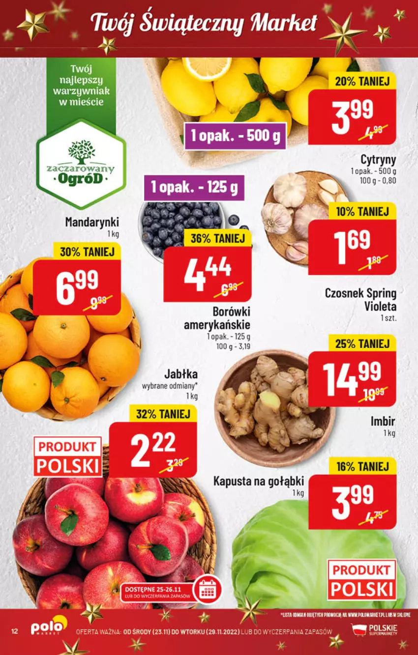 Gazetka promocyjna PoloMarket - Gazetka pomocyjna - ważna 23.11 do 29.11.2022 - strona 12 - produkty: Cytryny, Czosnek, Imbir, Jabłka, Mandarynki