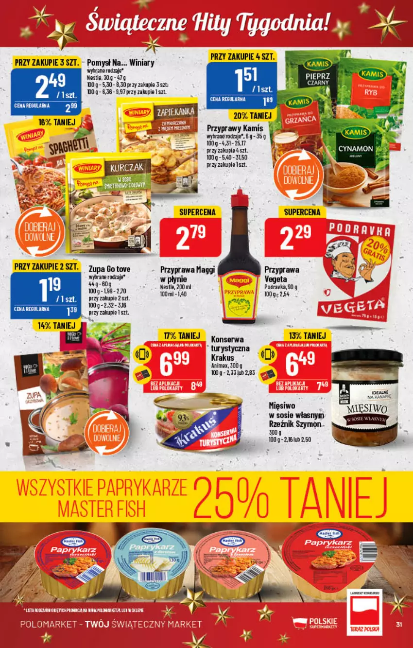 Gazetka promocyjna PoloMarket - Gazetka pomocyjna - ważna 23.11 do 29.11.2022 - strona 31 - produkty: Kamis, Krakus, Maggi, Przyprawy, Ser, Sos, Vegeta, Winiary, Zupa