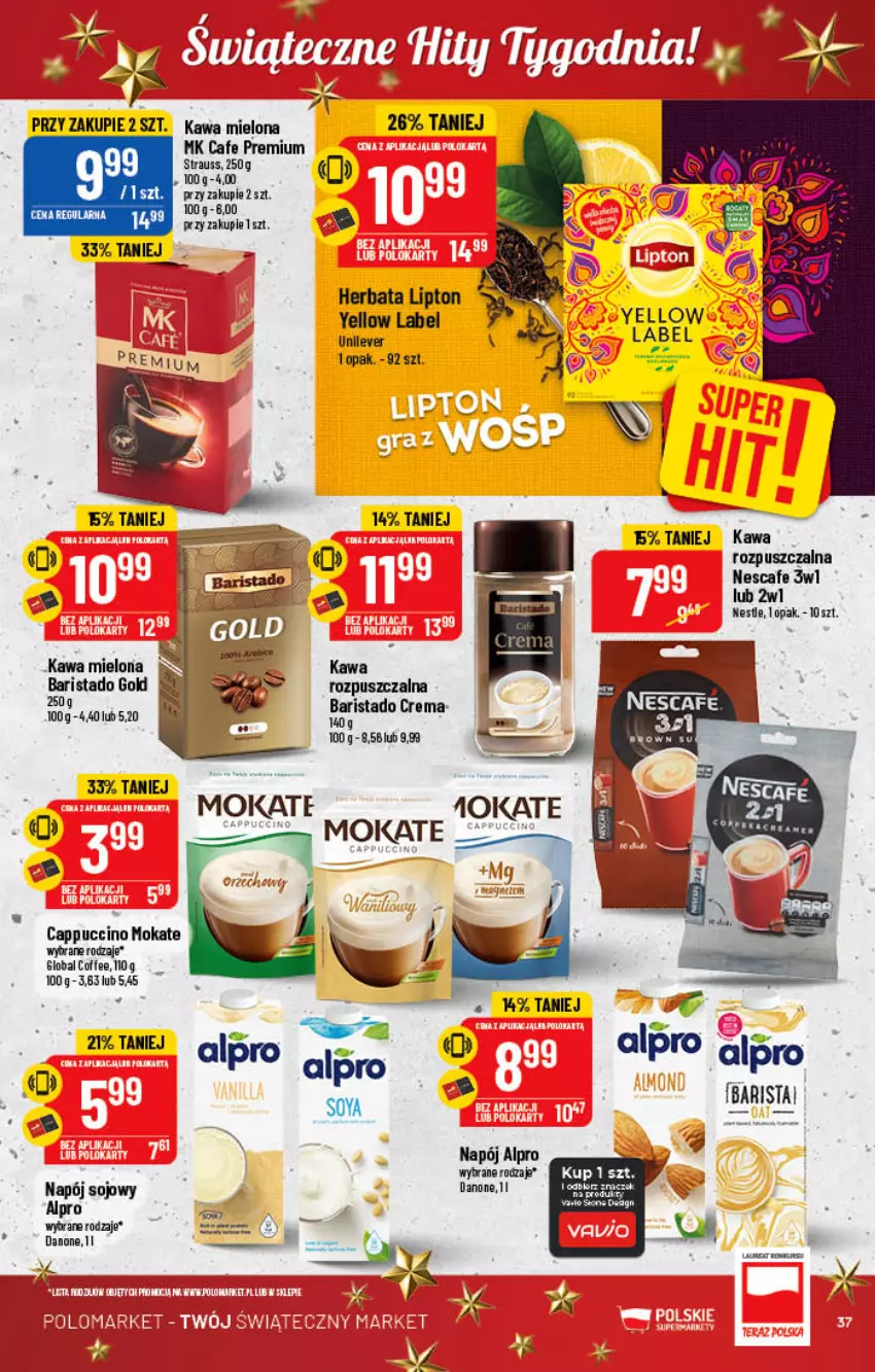 Gazetka promocyjna PoloMarket - Gazetka pomocyjna - ważna 23.11 do 29.11.2022 - strona 37 - produkty: Alpro, Cappuccino, Danone, Fa, Herbata, Kaki, Kawa, Kawa mielona, Lipton, Napój