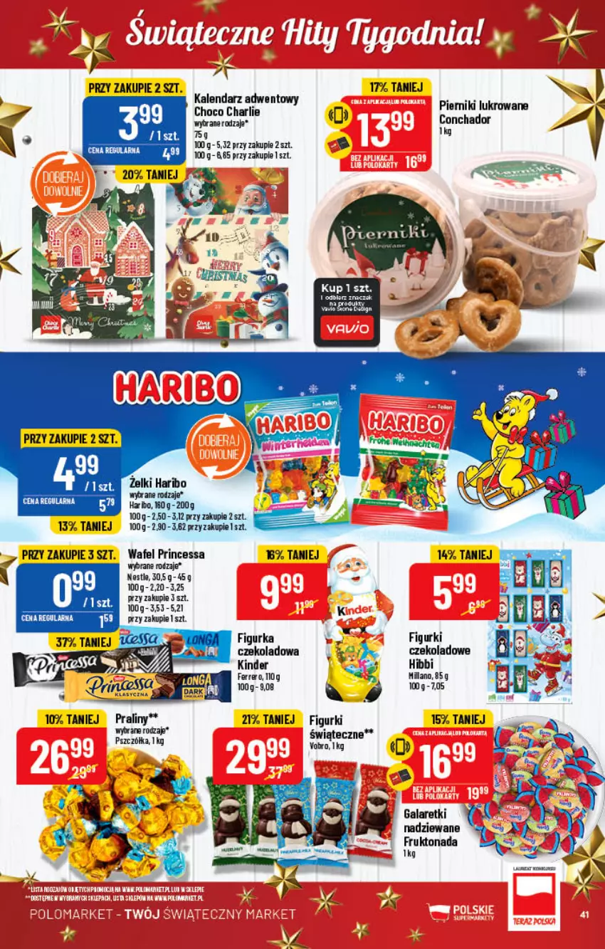 Gazetka promocyjna PoloMarket - Gazetka pomocyjna - ważna 23.11 do 29.11.2022 - strona 41 - produkty: Ferrero, Gala, Galaretki, Haribo, Kalendarz, Kalendarz adwentowy, Kinder, Piernik, Praliny, Princessa