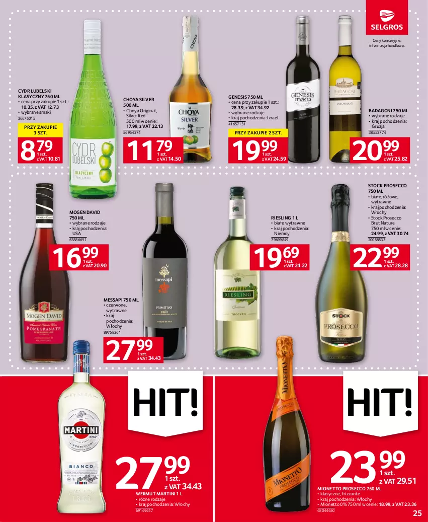 Gazetka promocyjna Selgros - Oferta spożywcza - ważna 13.07 do 26.07.2023 - strona 25 - produkty: Gin, Martini, Mionetto, Mogen David, Prosecco, Stock