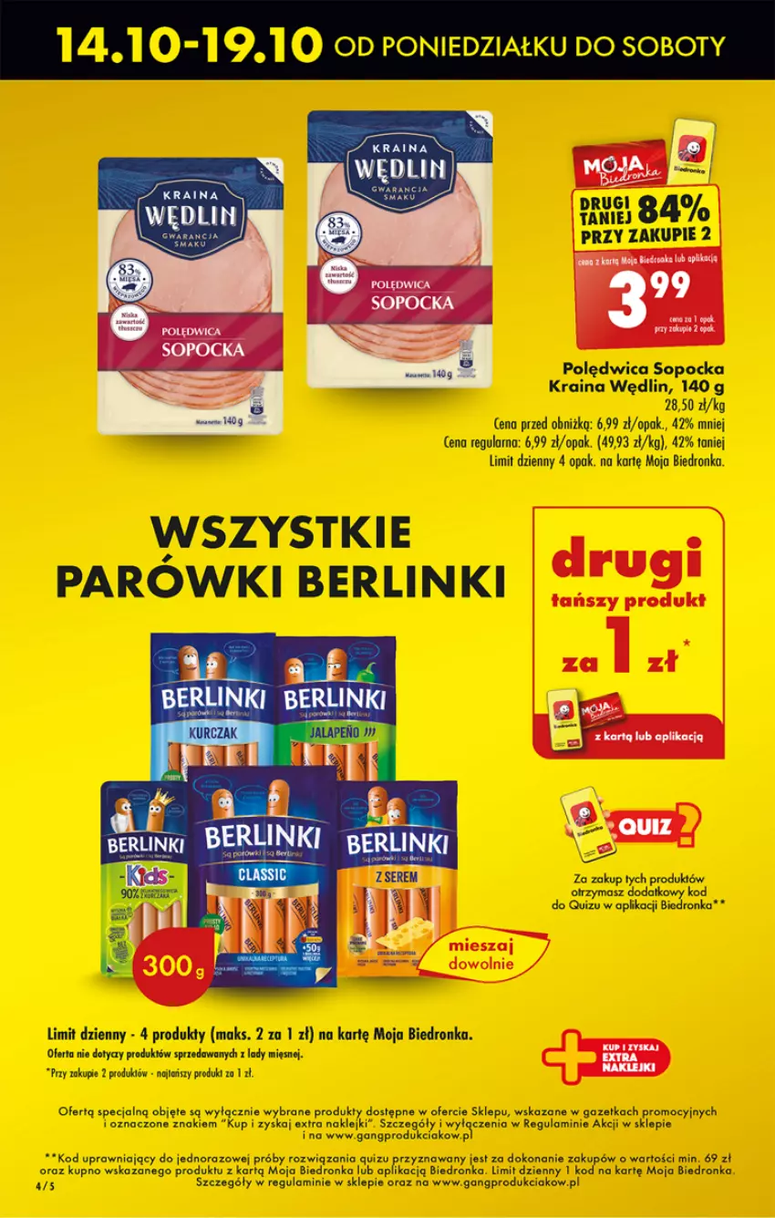 Gazetka promocyjna Biedronka - Od poniedzialku - ważna 14.10 do 19.10.2024 - strona 6 - produkty: Berlinki, Dron, Klej, Parówki, Polędwica, Quiz