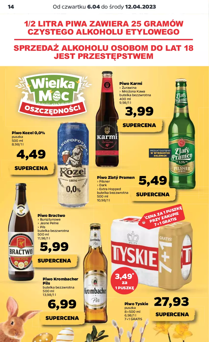 Gazetka promocyjna Netto - Artykuły spożywcze - ważna 06.04 do 12.04.2023 - strona 14 - produkty: Bursztyn, Gra, Karmi, Kawa, Kozel, Piwa, Piwo, Tyskie