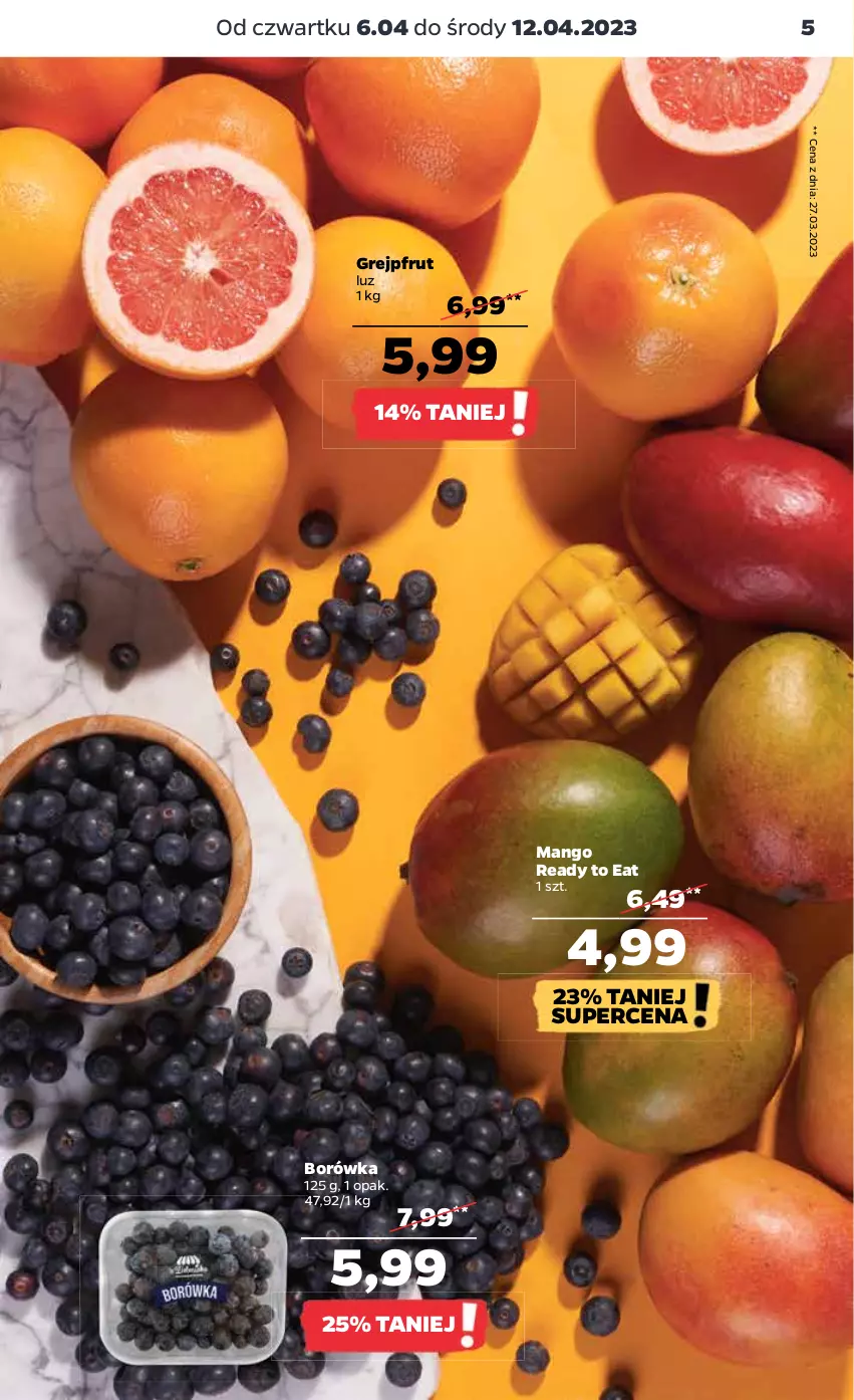 Gazetka promocyjna Netto - Artykuły spożywcze - ważna 06.04 do 12.04.2023 - strona 5 - produkty: Borówka, Grejpfrut, Mango