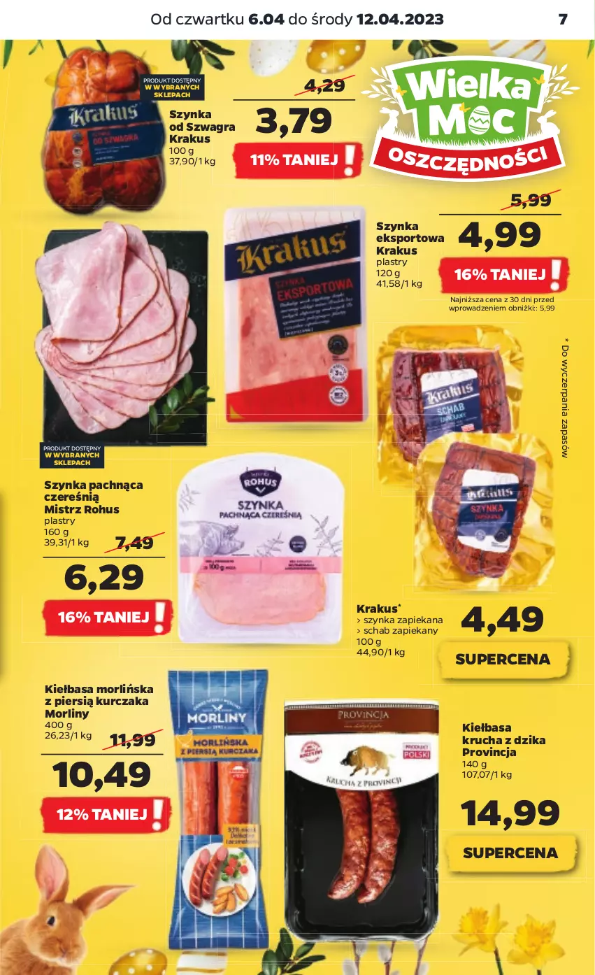 Gazetka promocyjna Netto - Artykuły spożywcze - ważna 06.04 do 12.04.2023 - strona 7 - produkty: Gra, Kiełbasa, Kiełbasa krucha, Krakus, Kurczak, Morliny, Por, Sport, Szynka