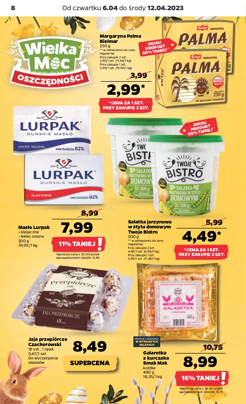 Gazetka promocyjna Netto - Artykuły spożywcze - ważna 06.04 do 12.04.2023 - strona 8 - produkty: Gala, Galaretka, Jaja, Kurczak, Lurpak, Margaryna, Masło, Palma, Sałat, Sałatka