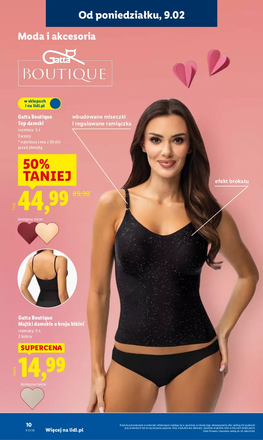 Gazetka promocyjna Lidl - GAZETKA - ważna 09.02 do 14.02.2026 - strona 10 - produkty: Bikini, Gatta, Majtki, Moda, Top