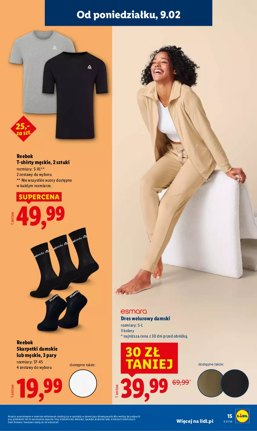 Gazetka promocyjna Lidl - GAZETKA - ważna 09.02 do 14.02.2026 - strona 15 - produkty: Dres, Karp, Skarpetki, T-shirt
