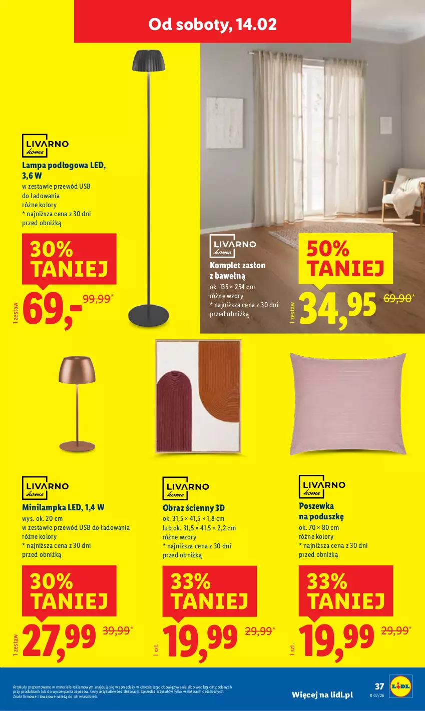 Gazetka promocyjna Lidl - GAZETKA - ważna 09.02 do 14.02.2026 - strona 43 - produkty: Lampa, Lampa podłogowa, Obraz, Poszewka, Przewód