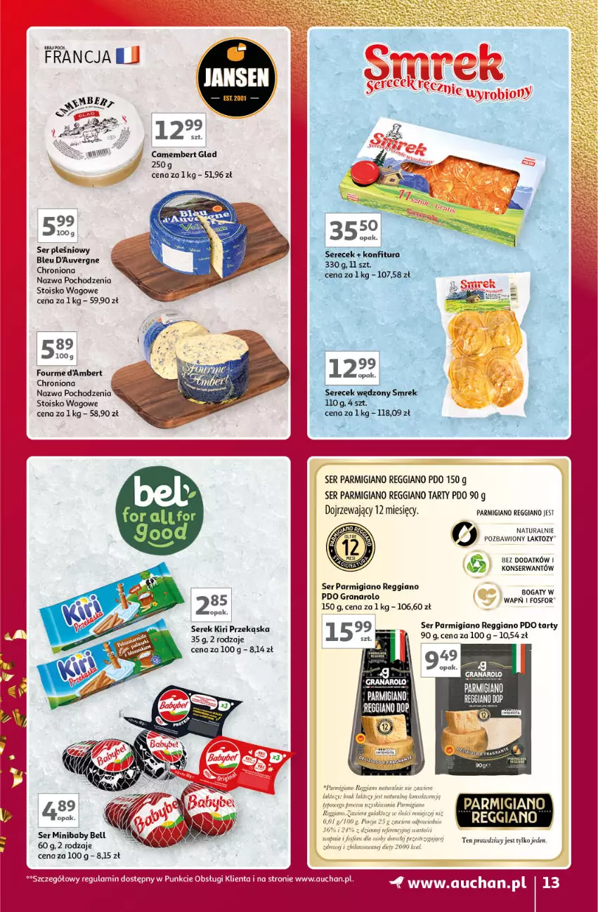 Gazetka promocyjna Auchan - Znane Marki Lubiane Hipermarket Auchan - ważna 30.11 do 09.12.2023 - strona 13 - produkty: Bell, Camembert, Gra, Konfitura, Ser, Ser pleśniowy, Serek