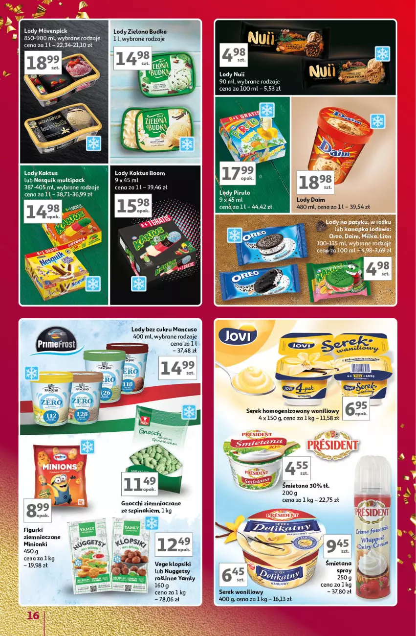 Gazetka promocyjna Auchan - Znane Marki Lubiane Hipermarket Auchan - ważna 30.11 do 09.12.2023 - strona 16 - produkty: Gnocchi, Kaktus, Klopsiki, Lody, Nesquik, Ser, Serek, Serek homogenizowany, Szpinak, Zielona Budka