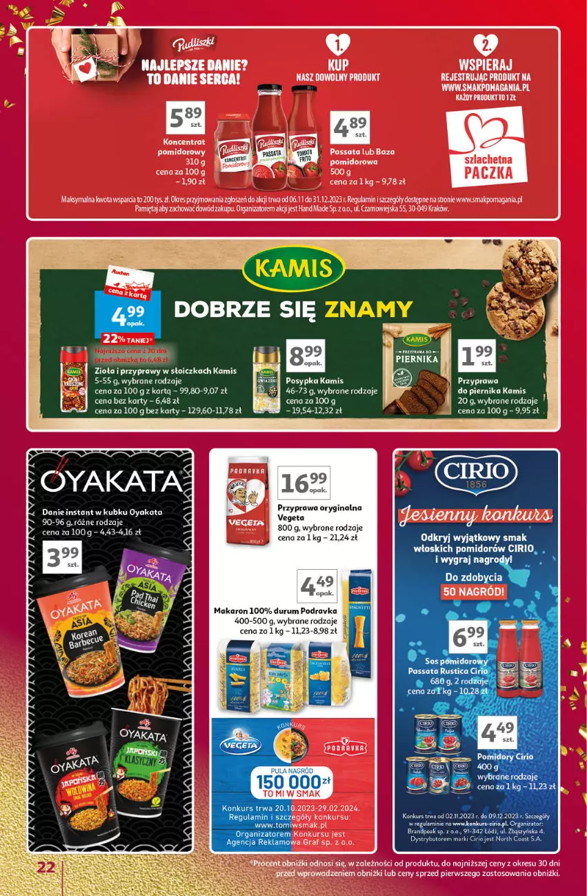 Gazetka promocyjna Auchan - Znane Marki Lubiane Hipermarket Auchan - ważna 30.11 do 09.12.2023 - strona 22 - produkty: Fa, Gin, Kamis, Makaron, Mięta, Piernik, Podravka, Przyprawy, Rum, Vegeta