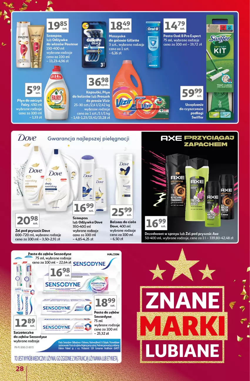 Gazetka promocyjna Auchan - Znane Marki Lubiane Hipermarket Auchan - ważna 30.11 do 09.12.2023 - strona 28 - produkty: Balsam do ciała, Dove, Gillette, Gra, Leon, Maszynka, Odżywka, Oral B, Pantene, Pasta do zębów, Sensodyne, Szampon, Szczoteczka, Szynka, Vizir