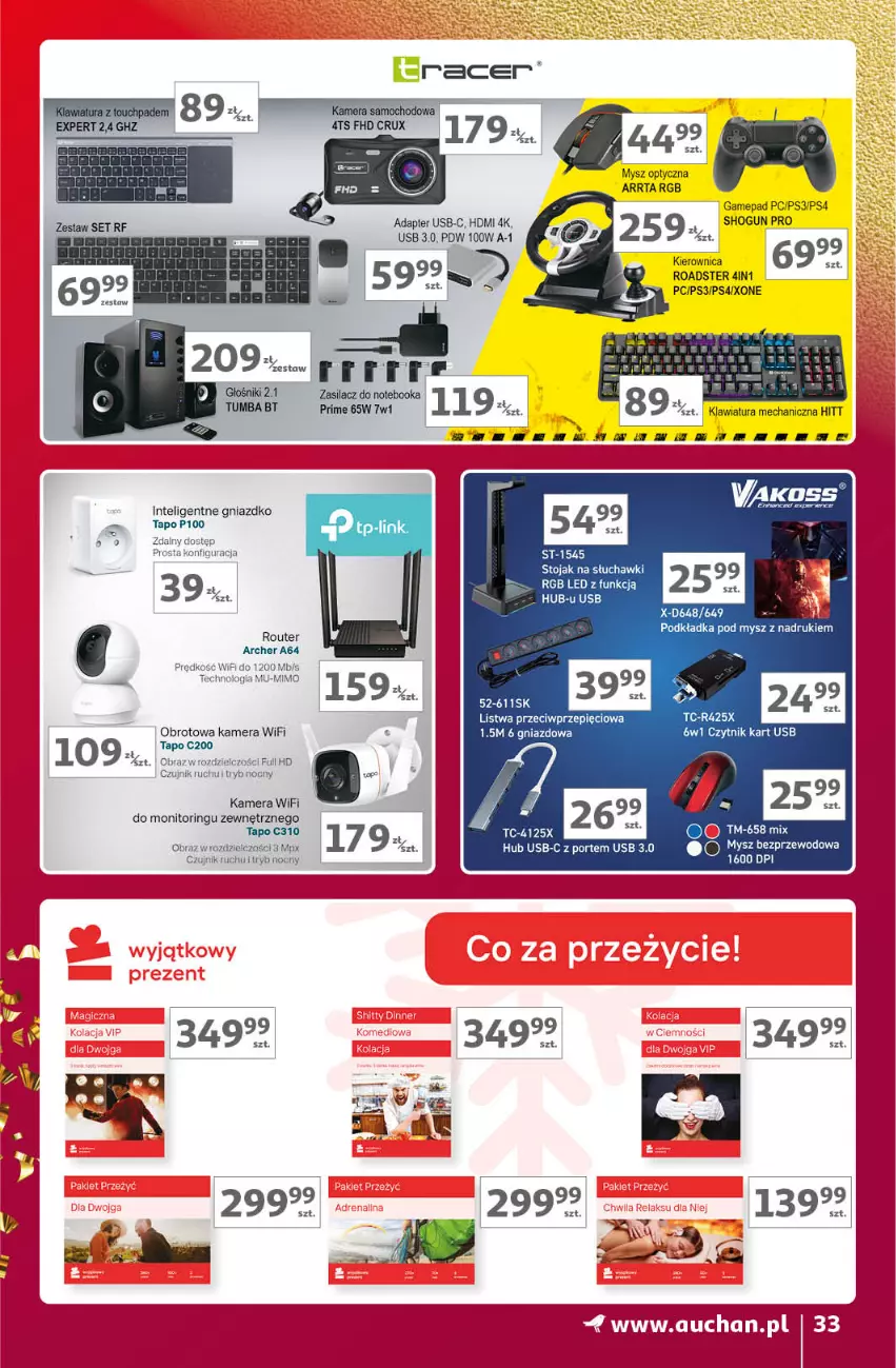 Gazetka promocyjna Auchan - Znane Marki Lubiane Hipermarket Auchan - ważna 30.11 do 09.12.2023 - strona 33 - produkty: Acer, Głośnik, Intel, Kamera, Kierownica, Klawiatura, Monitor, Mysz, Mysz bezprzewodowa, Mysz optyczna, Notebook, Obraz, Podkład, Podkładka, Podkładka pod mysz, Por, Router, Rower, Słuchawki, Stojak, Szal