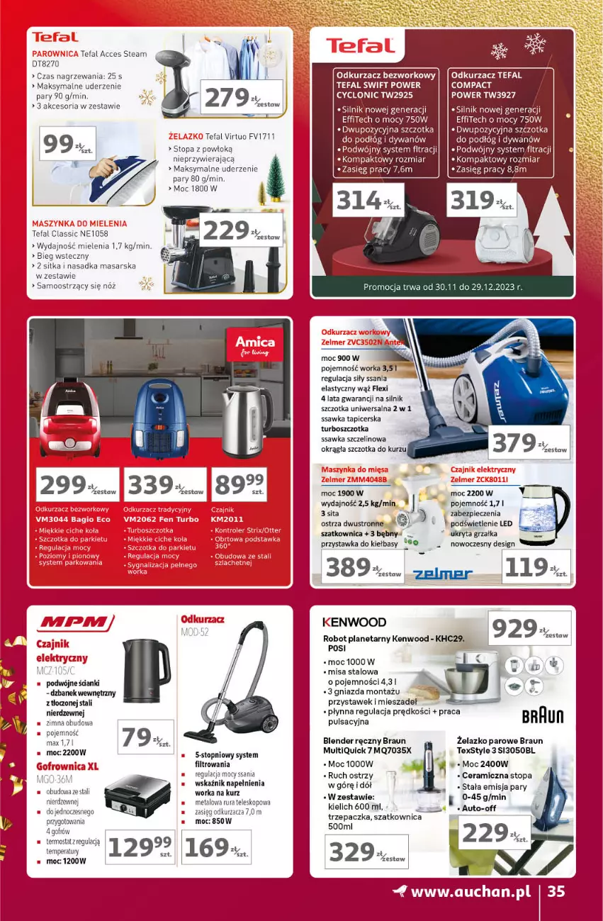 Gazetka promocyjna Auchan - Znane Marki Lubiane Hipermarket Auchan - ważna 30.11 do 09.12.2023 - strona 35 - produkty: Blender, Blender ręczny, Braun, Dywan, Dzbanek, Fa, Grzałka, Odkurzacz, Orka, Piec, Robot, Robot planetarny, Rura, Szatkownica, Szczotka, Tefal, Teleskop, Termos, Top, Trzepaczka, Virtu