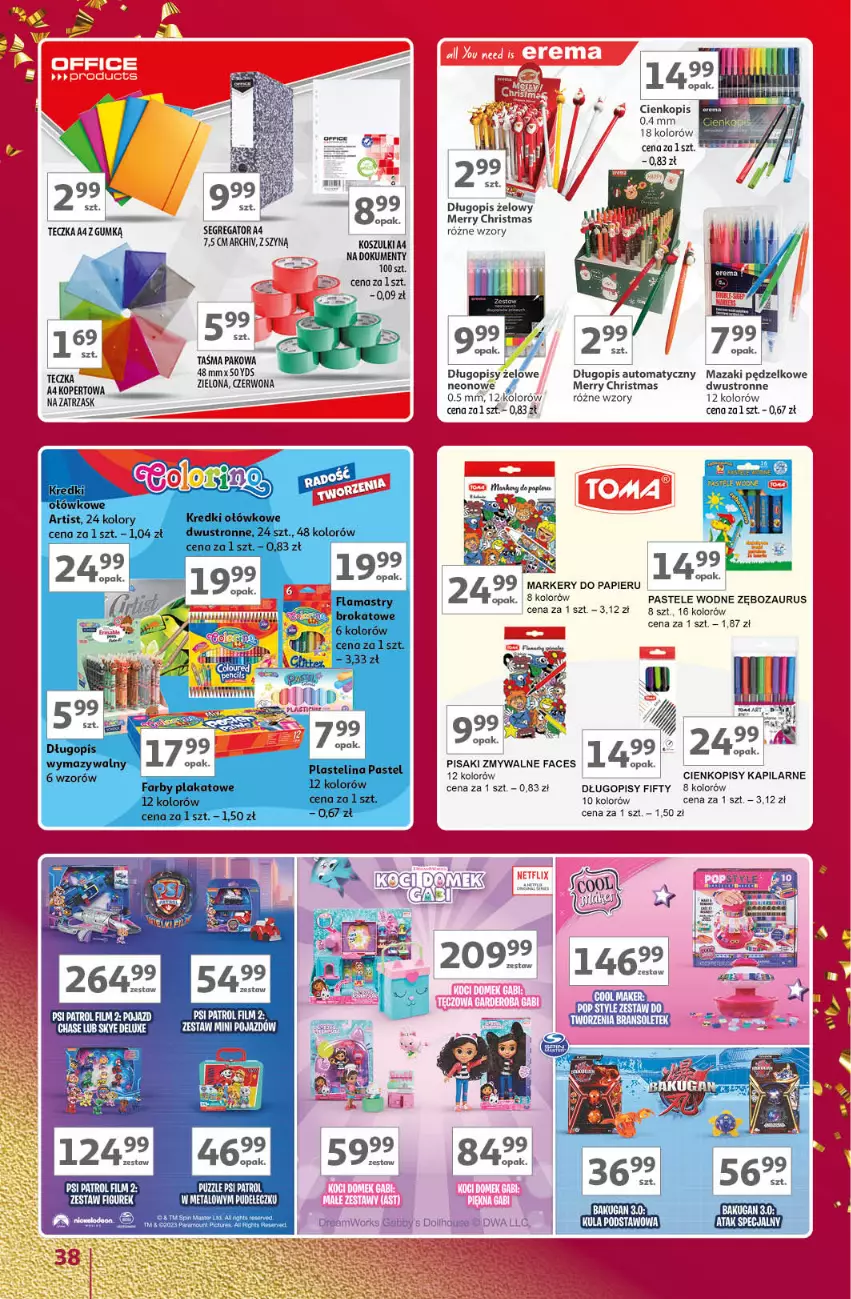 Gazetka promocyjna Auchan - Znane Marki Lubiane Hipermarket Auchan - ważna 30.11 do 09.12.2023 - strona 38 - produkty: Długopis, Fa, Kosz, LG, Marker, Papier, Pojazd, Psi Patrol, Puzzle, Taśma pakowa