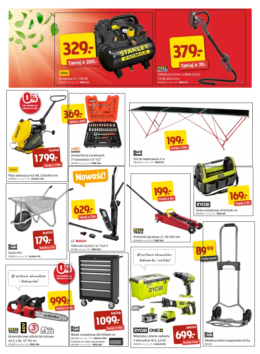 Gazetka promocyjna Jula - Gazetka - ważna 04.03 do 20.03.2022 - strona 2 - produkty: Akumulator, Akumulatorowa pilarka łańcuchowa, Garaż, Kompresor, Odkurzacz, Pilarka szablasta, Płyta, Stół, Stół do tapetowania, Szlifierka, Tarka, Tera, Torba, Walizka, Warka, Wkręt, Wkrętarka, Wózek, Zestaw kluczy, Zestaw kluczy nasadowych