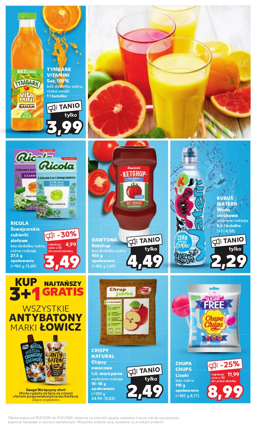 Gazetka promocyjna Kaufland - Kaufland - ważna 18.01 do 31.01.2024 - strona 11 - produkty: Baton, Cars, Chipsy, Chupa Chups, Cukier, Cukierki, Dawtona, Gra, Ketchup, Kubuś, Lizaki, Sok, Tymbark, Waga, Woda