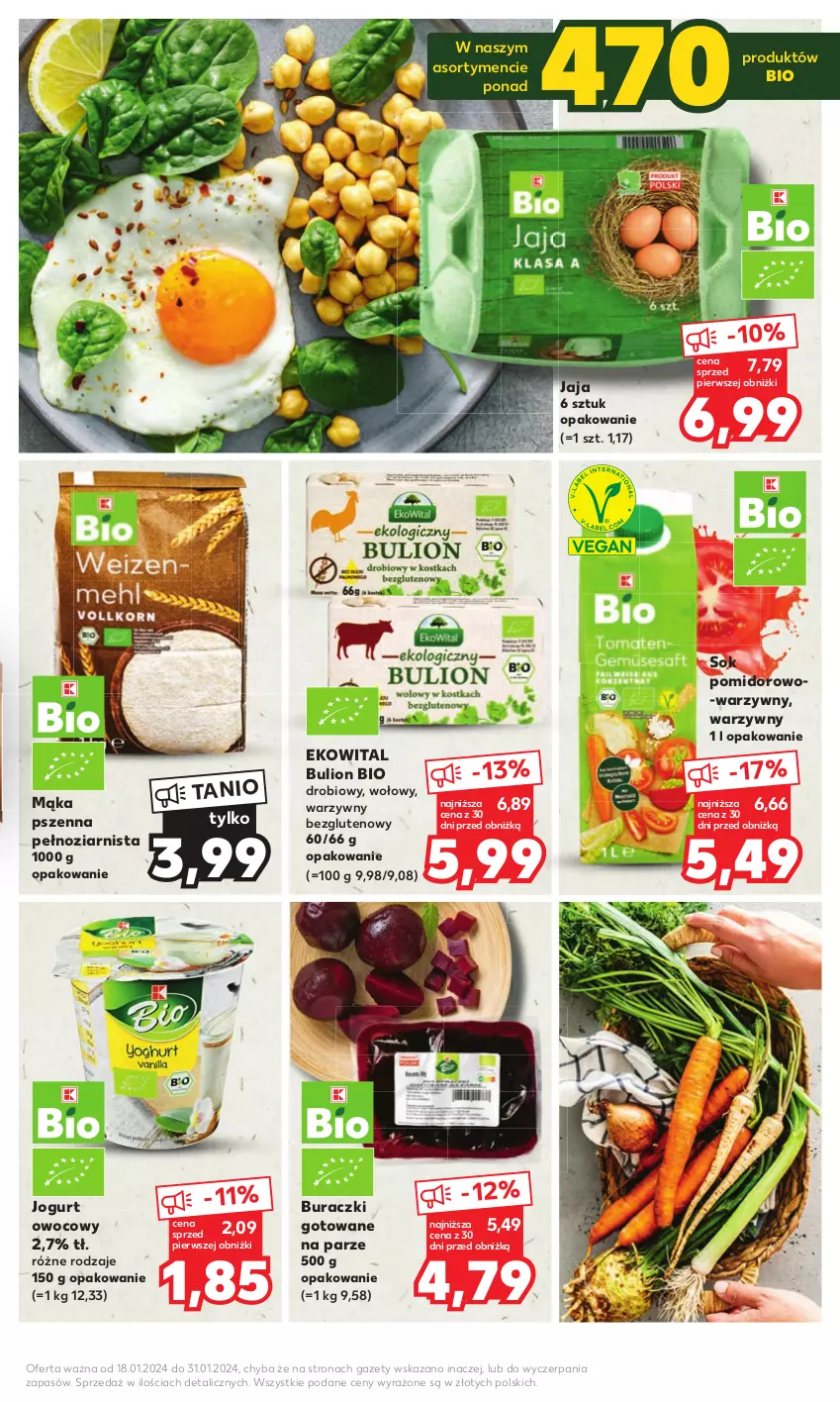 Gazetka promocyjna Kaufland - Kaufland - ważna 18.01 do 31.01.2024 - strona 9 - produkty: Bulion, Buraczki, Jaja, Jogurt, Jogurt owocowy, Lion, Mąka, Mąka pszenna, Sok