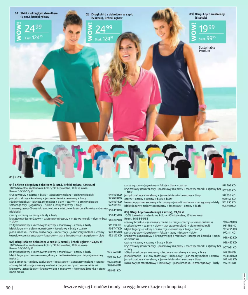 Gazetka promocyjna Bonprix - Letni update - ważna 27.07.2022 do 27.01.2023 - strona 32 - produkty: Długi shirt, Hibiskus, Lazur, Limonka, Sos, Szpic, Top, Wełna