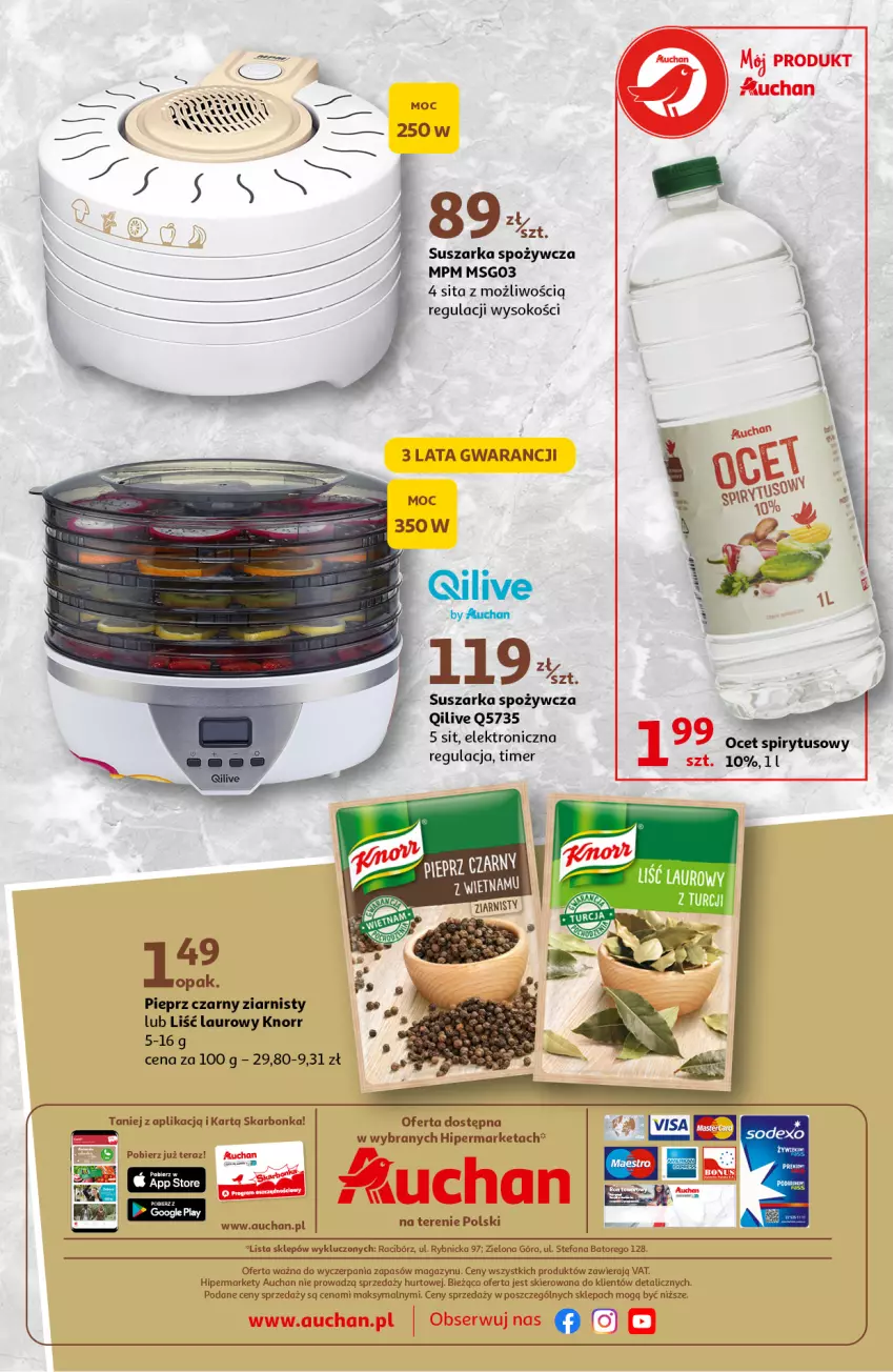 Gazetka promocyjna Auchan - Grzyby królują na stole Hipermarkety - ważna 16.09 do 22.09.2021 - strona 3 - produkty: Fa, Knorr, Laur, Pieprz, Ser, Sok, Suszarka, Tera