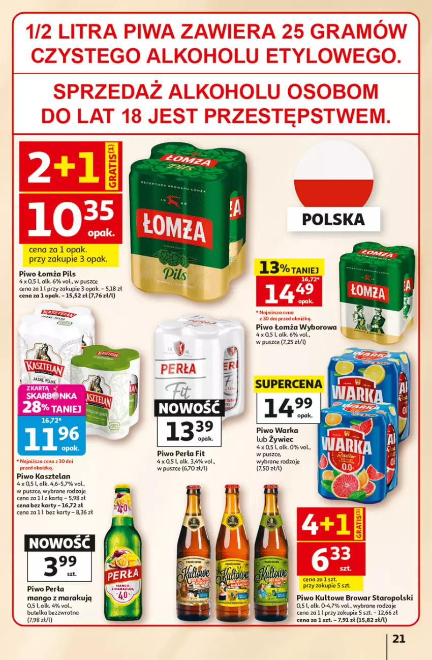 Gazetka promocyjna Auchan - Gazetka 30 Lat Hipermarket Auchan - ważna 25.06 do 01.07.2026 - strona 21 - produkty: Kasztelan, Mango, Perła, Piwo, Warka, Wyborowa