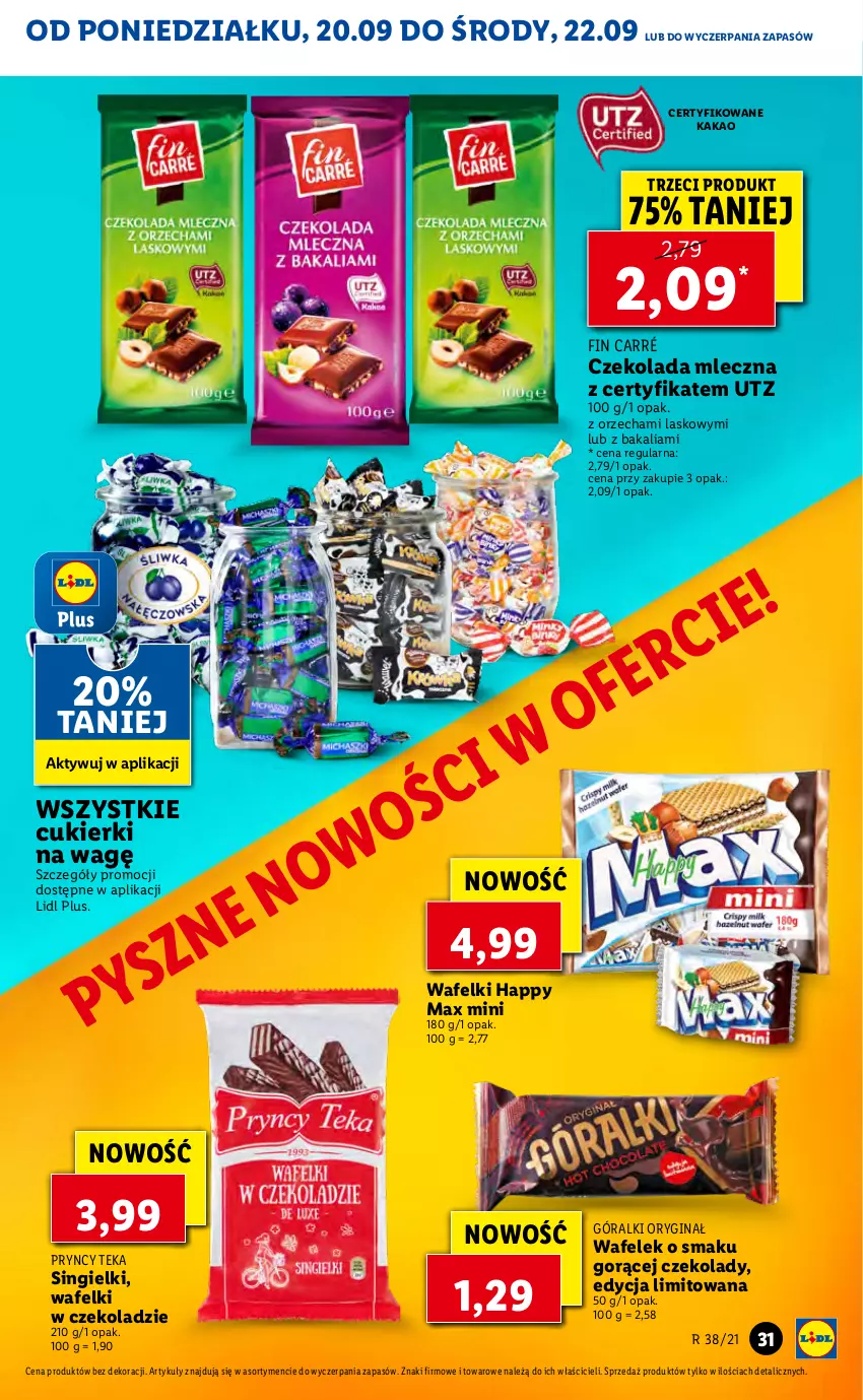 Gazetka promocyjna Lidl - GAZETKA - ważna 20.09 do 22.09.2021 - strona 31 - produkty: Cukier, Cukierki, Czekolada, Czekolada mleczna, Gin, Góralki, Kakao, Wafelek