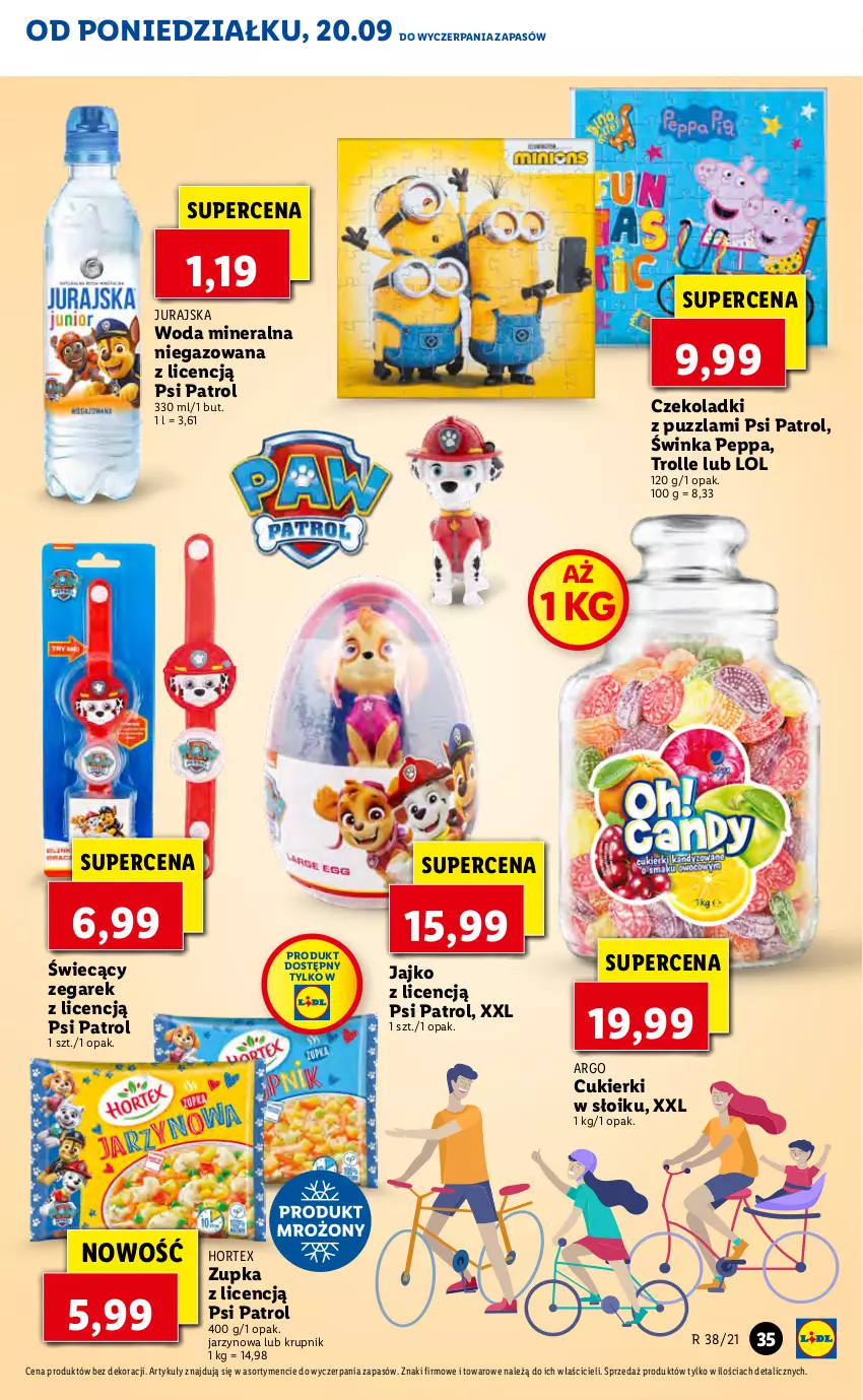 Gazetka promocyjna Lidl - GAZETKA - ważna 20.09 do 22.09.2021 - strona 35 - produkty: Cukier, Cukierki, Hortex, Inka, Krupnik, Psi Patrol, Woda, Woda mineralna, Zegar, Zegarek