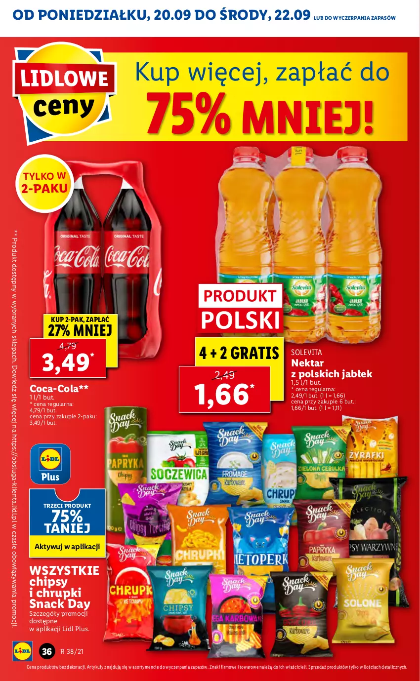 Gazetka promocyjna Lidl - GAZETKA - ważna 20.09 do 22.09.2021 - strona 36 - produkty: Chipsy, Chrupki, Coca-Cola, Gra, Nektar