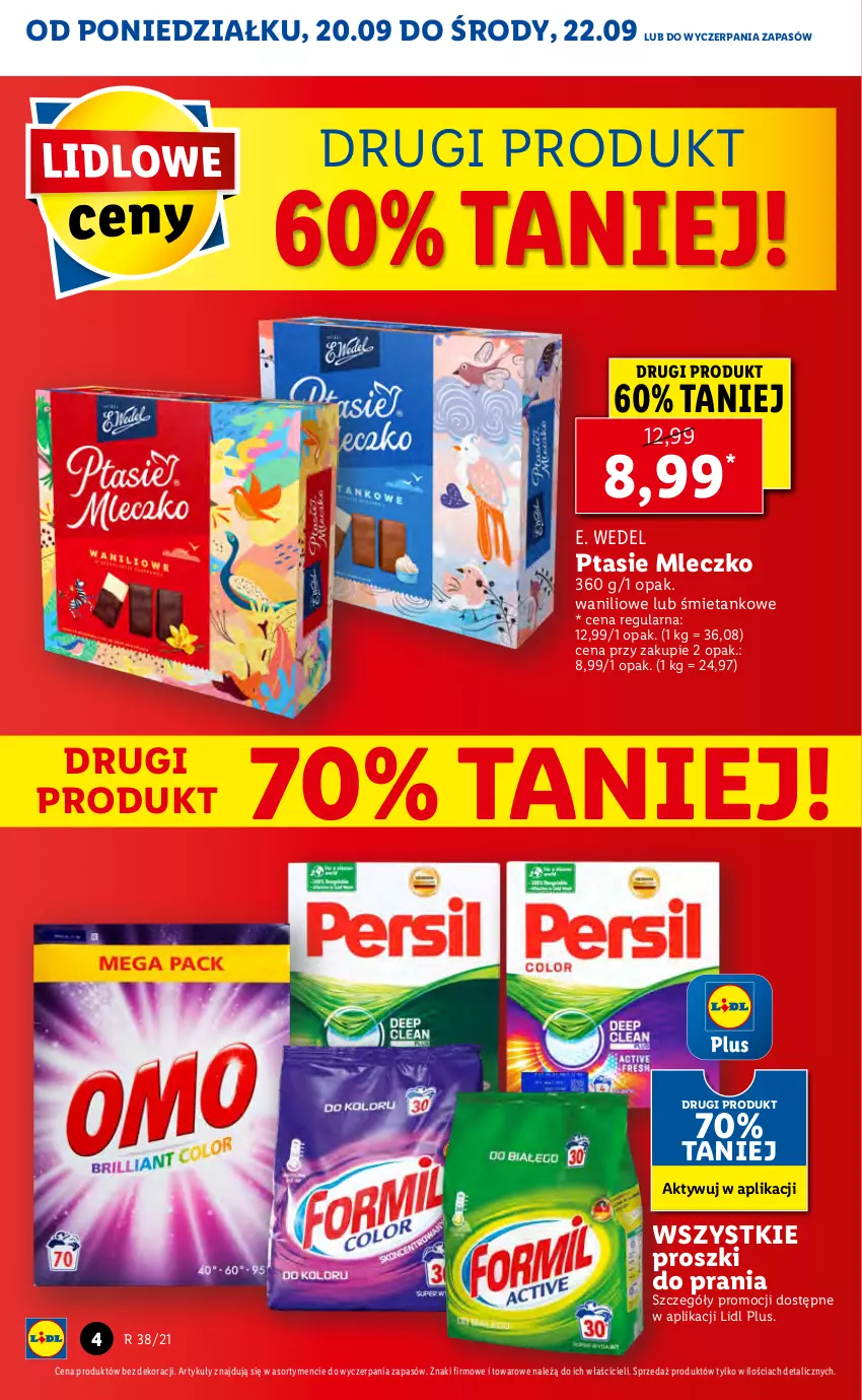 Gazetka promocyjna Lidl - GAZETKA - ważna 20.09 do 22.09.2021 - strona 4 - produkty: E. Wedel, Mleczko, Ptasie mleczko