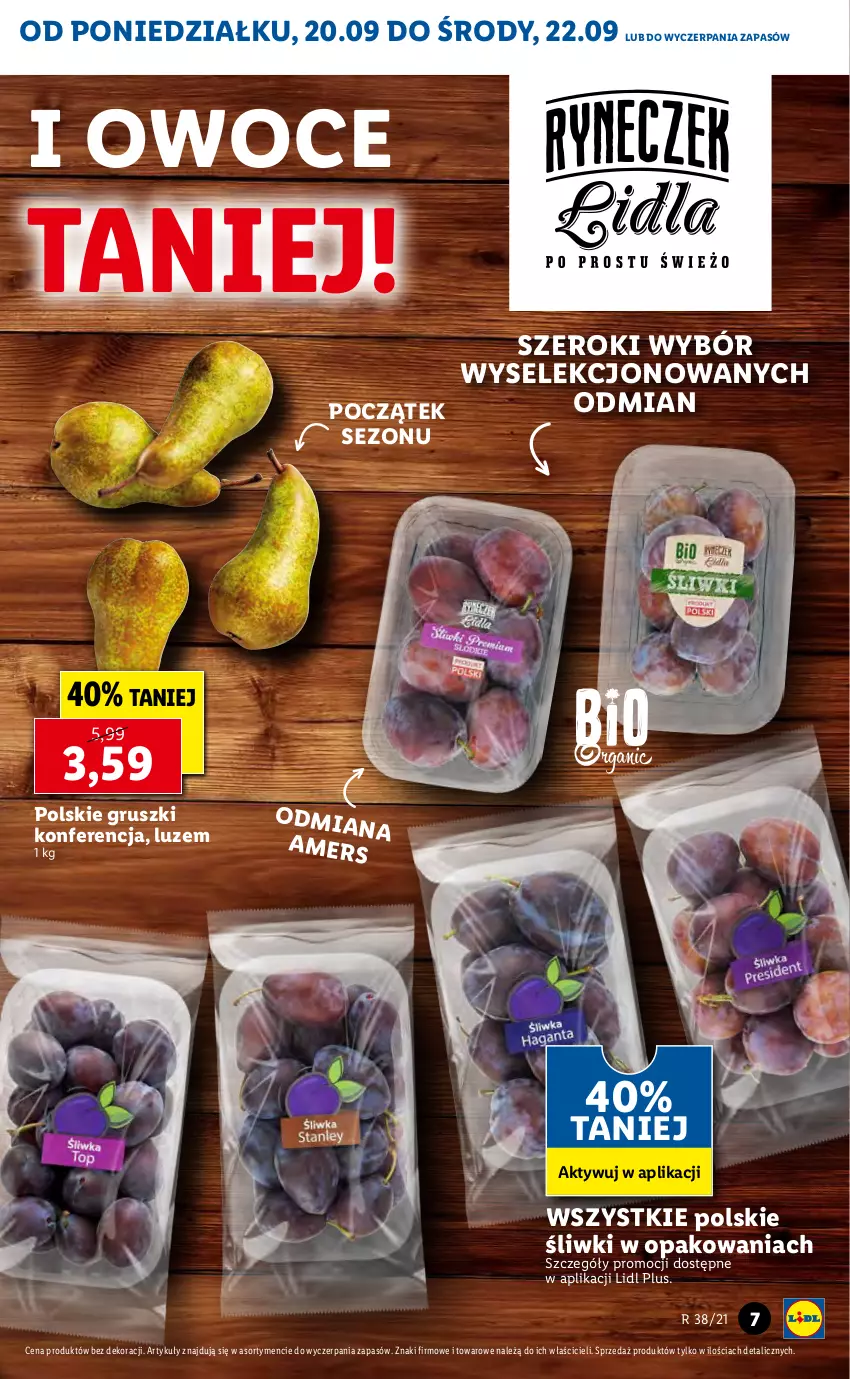 Gazetka promocyjna Lidl - GAZETKA - ważna 20.09 do 22.09.2021 - strona 7 - produkty: Gruszki, Owoce