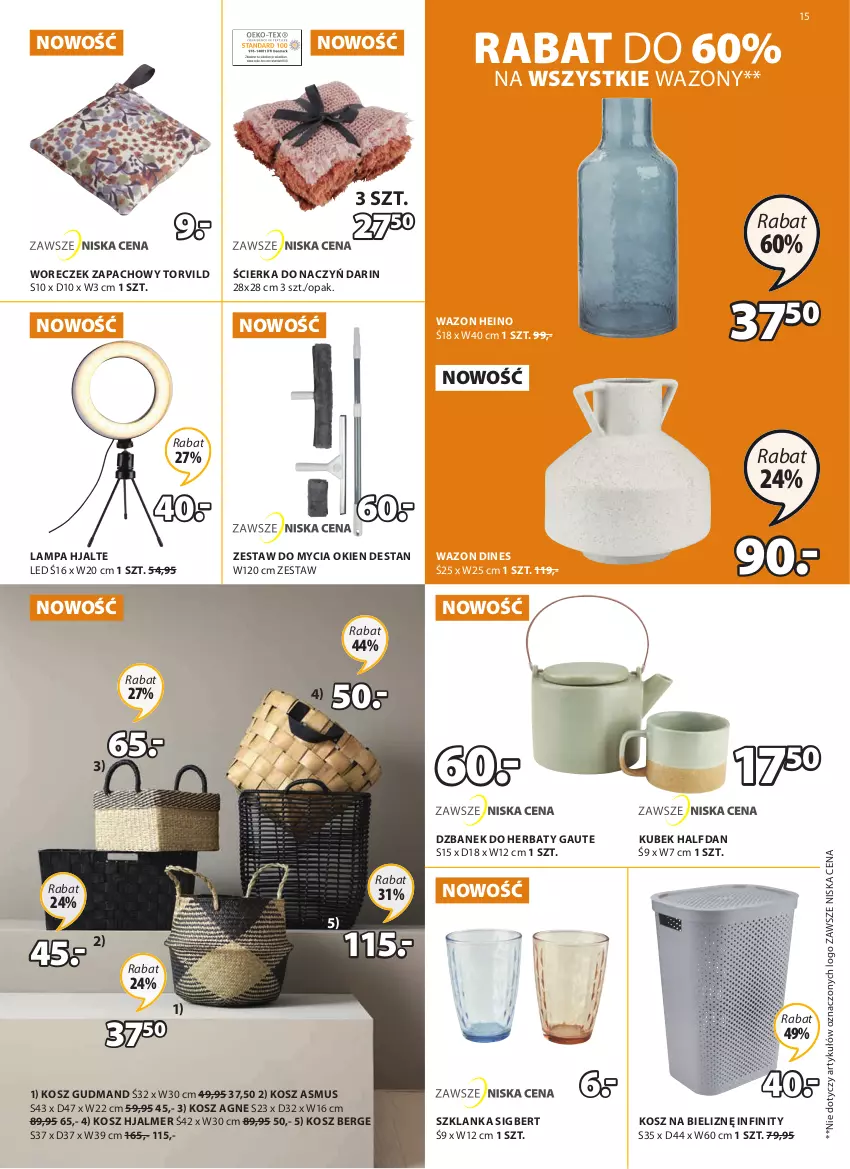 Gazetka promocyjna Jysk - Oferta tygodnia - ważna 16.02 do 01.03.2022 - strona 16 - produkty: Dzbanek, Kosz, Kosz na bieliznę, Kubek, Lampa, Mus, Szklanka, Wazon, Woreczek