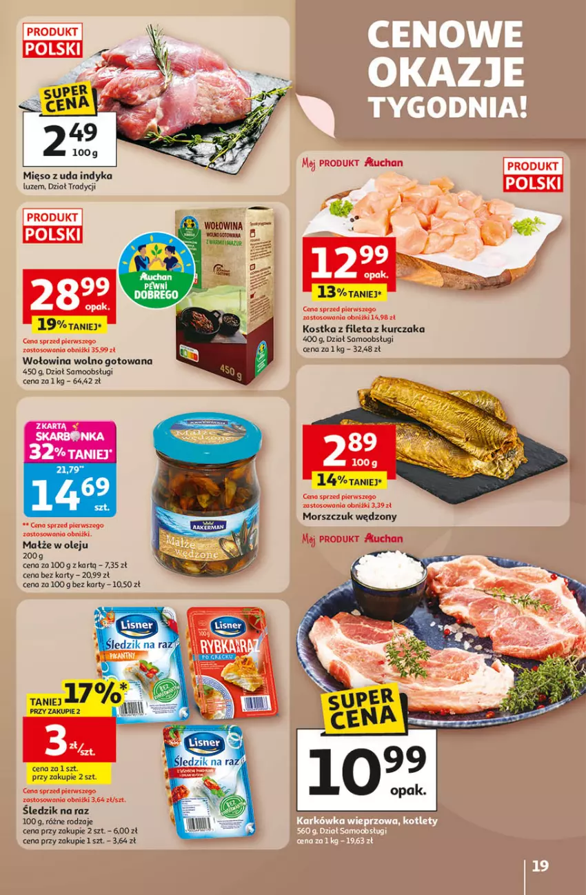 Gazetka promocyjna Auchan - Gazetka Wielkie Przeboje Cenowe Hipermarket Auchan - ważna 02.01 do 07.01.2026 - strona 19 - produkty: Kurczak, Małże, Mięso, Olej, Wołowina