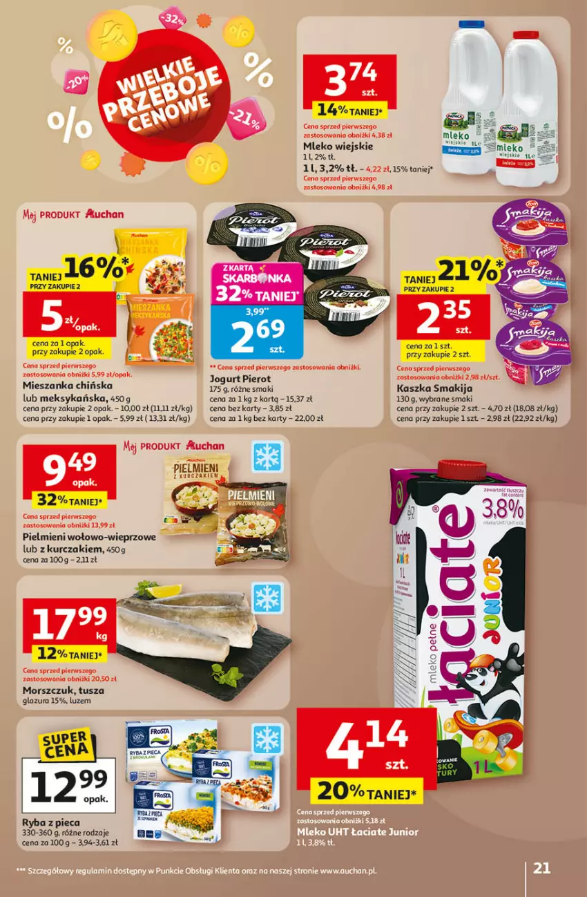 Gazetka promocyjna Auchan - Gazetka Wielkie Przeboje Cenowe Hipermarket Auchan - ważna 02.01 do 07.01.2026 - strona 21 - produkty: Glazura, Kurczak, Lazur, Mleko, Piec, Ryba, Smakija, Tusz