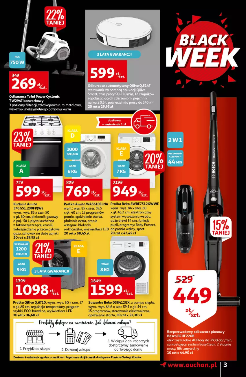 Gazetka promocyjna Auchan - Black Week - ważna 22.11 do 28.11.2021 - strona 3 - produkty: Bosch, Odkurzacz, Rura, Szczotka, Teleskop, Top