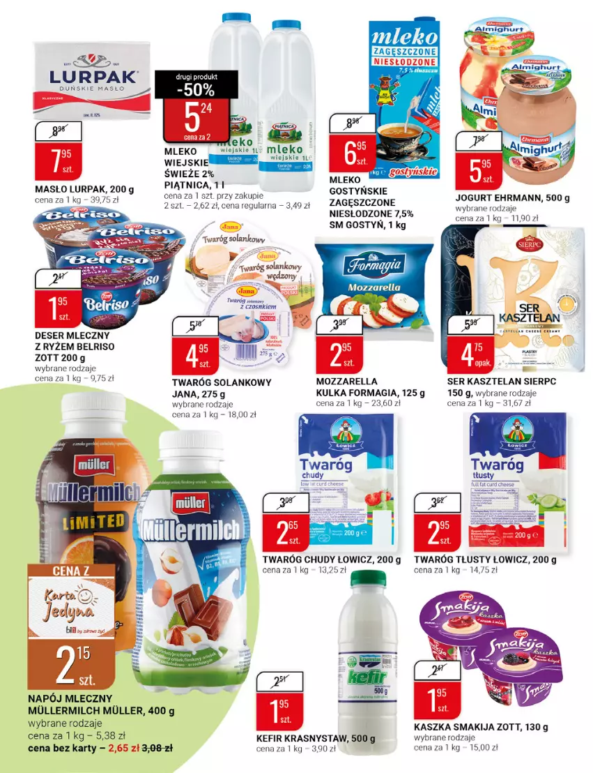 Gazetka promocyjna Bi1 - Dzień Ojca - ważna 15.06 do 21.06.2022 - strona 12 - produkty: Belriso, Deser, Deser mleczny, Kasztelan, Kefir, Lurpak, Masło, Mleko, Mozzarella, Napój, Napój mleczny, Piątnica, Ryż, Ser, Ser Kasztelan, Smakija, Solan, Twaróg, Twaróg tłusty, Zott