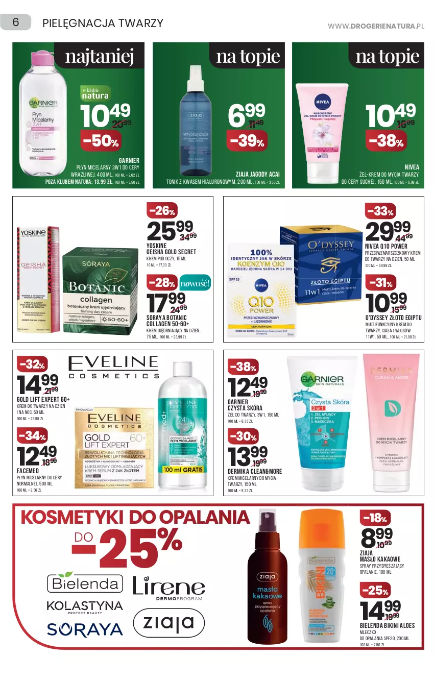 Gazetka promocyjna Drogerie Natura - Gazetka Drogerie Natura - ważna 06.05 do 19.05.2021 - strona 6 - produkty: Bielenda, Bikini, Dermika, Fa, Garnier, Jagody, Kakao, Krem do twarzy, Krem pod oczy, Mars, Masło, Mleczko, Nivea, Nivea Q10, Płyn micelarny, Tonik, Top, Yoskine, Ziaja