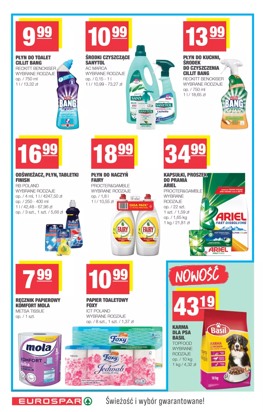 Gazetka promocyjna Spar - EuroSpar - ważna 07.09 do 17.09.2025 - strona 14 - produkty: Ariel, Fa, Fairy, Finish, Foxy, Mola, Papier, Papier toaletowy, Proszek do prania, Ręcznik, Sanytol, Ser, Tablet, Top