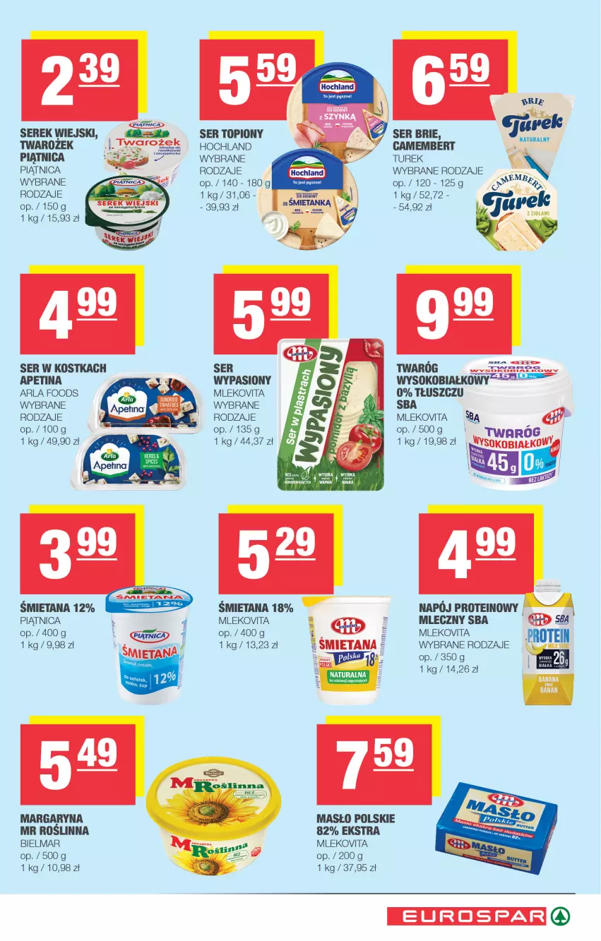 Gazetka promocyjna Spar - EuroSpar - ważna 07.09 do 17.09.2025 - strona 5 - produkty: Brie, Hochland, Margaryna, Masło, Mleko, Mlekovita, Napój, Piątnica, Ser, Ser topiony, Serek, Serek wiejski, Sok, Top, Twaróg