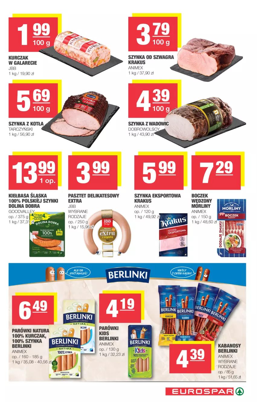 Gazetka promocyjna Spar - EuroSpar - ważna 07.09 do 17.09.2025 - strona 7 - produkty: Berlinki, Boczek, Gala, Kabanos, Kiełbasa, Kiełbasa śląska, Krakus, Kurczak, Morliny, Parówki, Pasztet, Por, Sport, Szynka, Tarczyński
