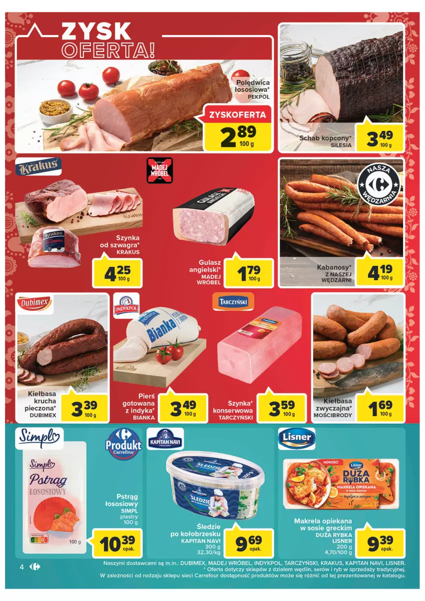 Gazetka promocyjna Carrefour - Gazetka Market - ważna 08.11 do 19.11.2022 - strona 6 - produkty: Kiełbasa, Kiełbasa krucha, Krakus, Lisner, Madej Wróbel, Piec, Pstrąg, Pstrąg łososiowy, Schab kopcony, Ser, Sos, Tarczyński