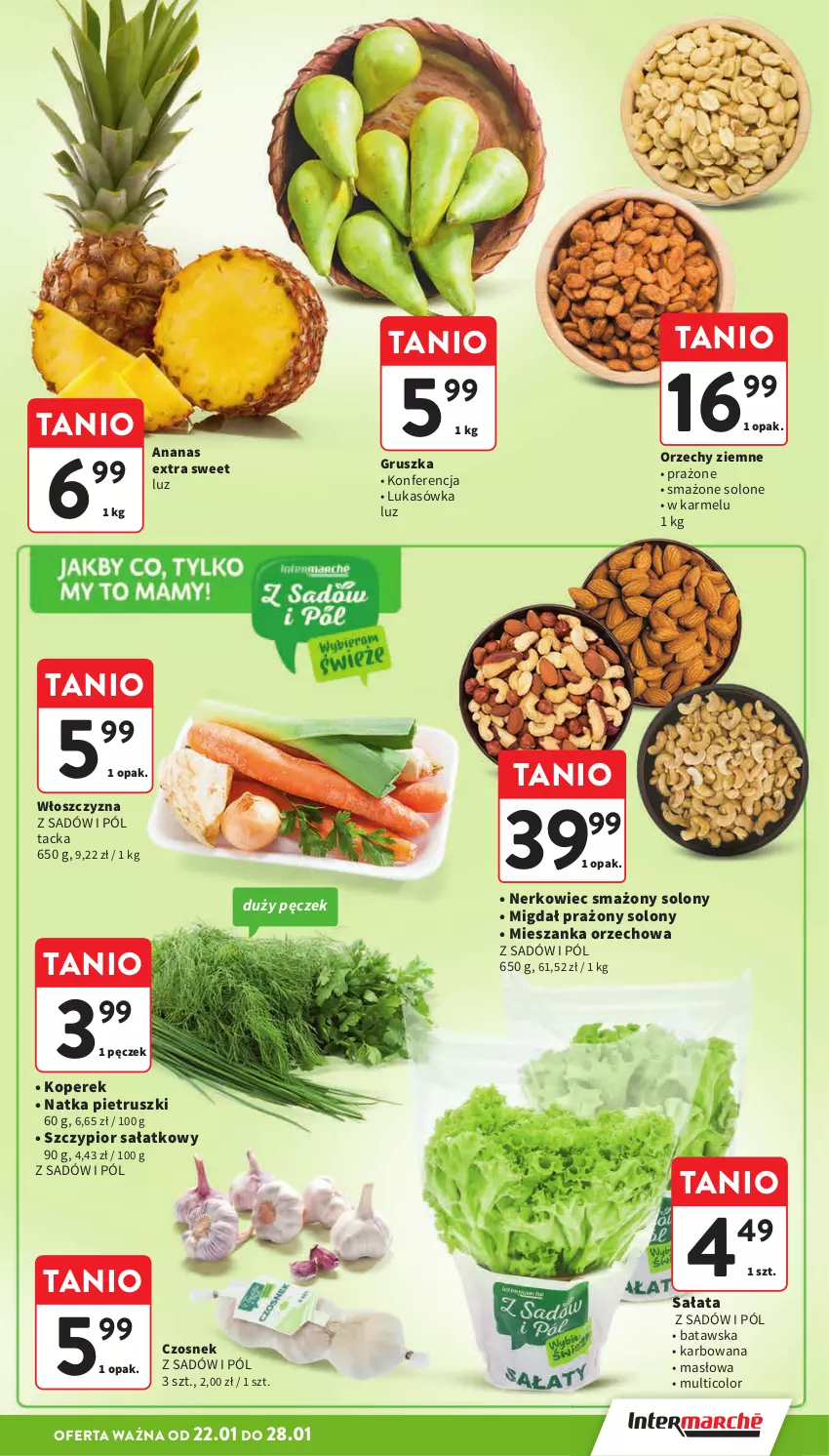 Gazetka promocyjna Intermarche - Gazetka Intermarche - ważna 22.01 do 28.01.2026 - strona 13 - produkty: Ananas, Czosnek, Masło, Mieszanka orzechowa, Natka pietruszki, Sałat