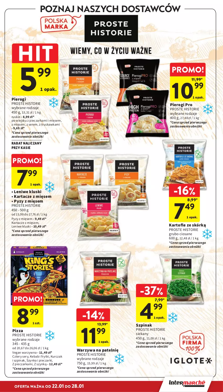 Gazetka promocyjna Intermarche - Gazetka Intermarche - ważna 22.01 do 28.01.2026 - strona 21 - produkty: Frytki, Kebab, Kurczak, Piec, Pieczarka, Pierogi, Pizza, Ser, Szpinak, Szynka, Warzywa