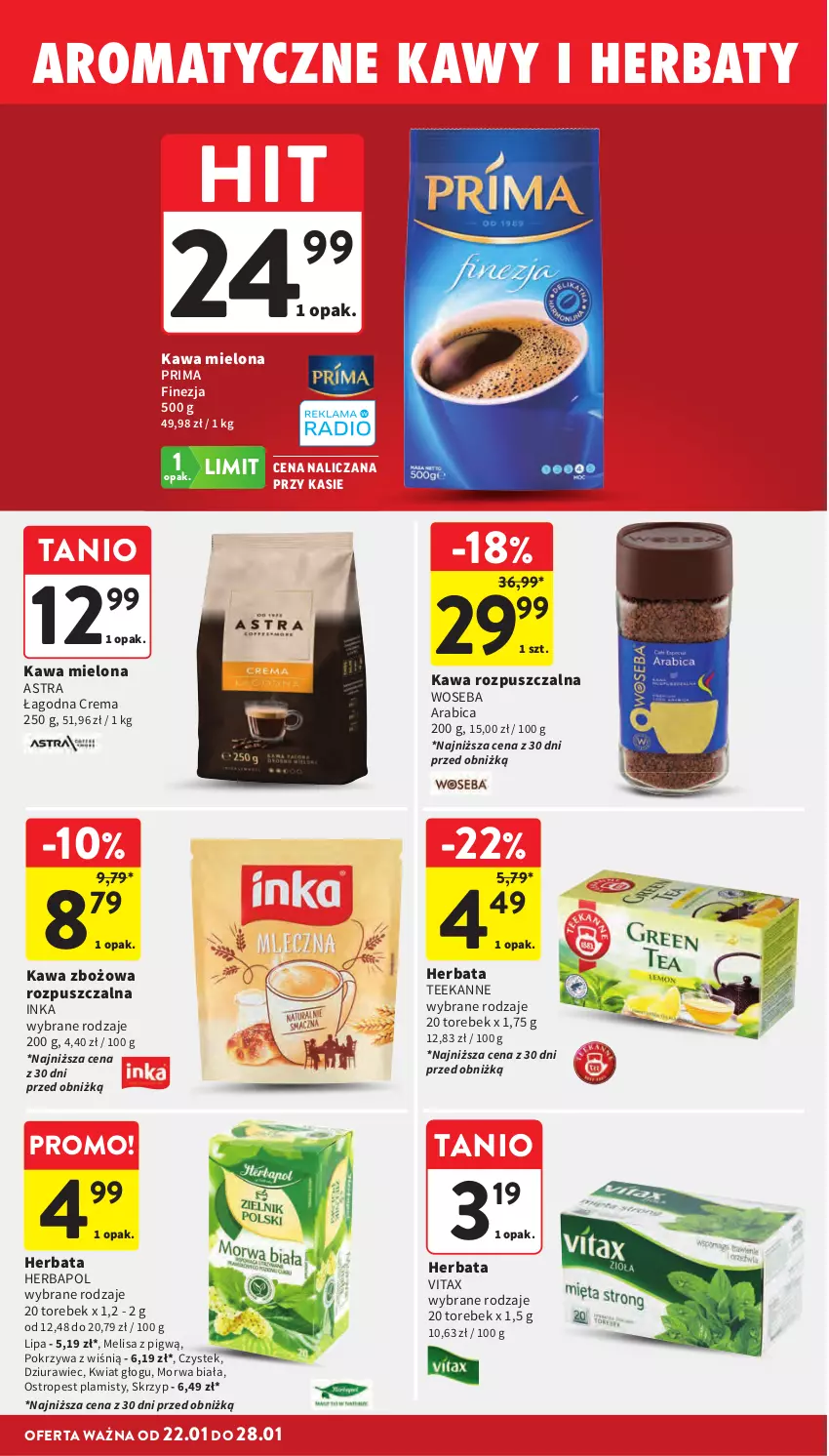 Gazetka promocyjna Intermarche - Gazetka Intermarche - ważna 22.01 do 28.01.2026 - strona 32 - produkty: BIC, Herbapol, Herbata, Inka, Kawa, Kawa mielona, Kawa rozpuszczalna, Kawa zbożowa, Ostropes, Prima, Stek, Teekanne, Vitax, Woseba