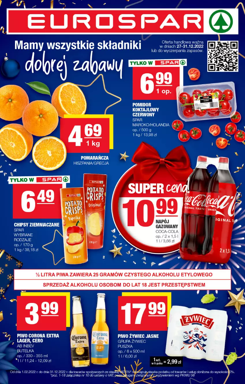 Gazetka promocyjna Spar - EuroSpar - ważna 27.12.2022 do 06.01.2023 - strona 1 - produkty: Coca-Cola, Gra, Napój, Piwa, Sok