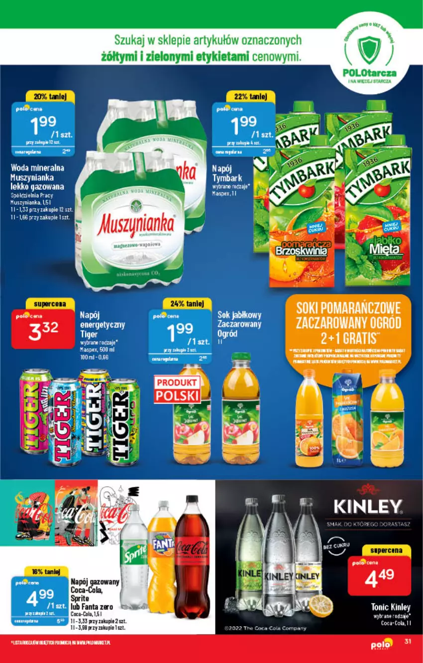 Gazetka promocyjna PoloMarket - Gazetka pomocyjna - ważna 23.02 do 01.03.2022 - strona 31 - produkty: Coca-Cola, Fa, Fanta, Mus, Muszynianka, Ogród, Por, Sok, Sprite, Woda, Woda mineralna