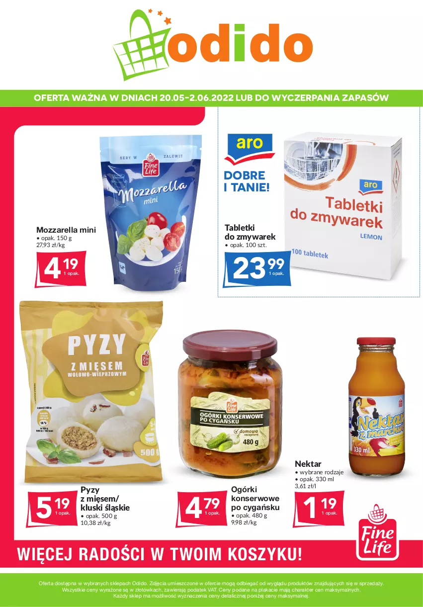 Gazetka promocyjna Odido - SUPER OFERTY! - ważna 20.05 do 02.06.2022 - strona 1 - produkty: Kosz, Mozzarella, Nektar, Ogórki konserwowe, Ser, Tablet