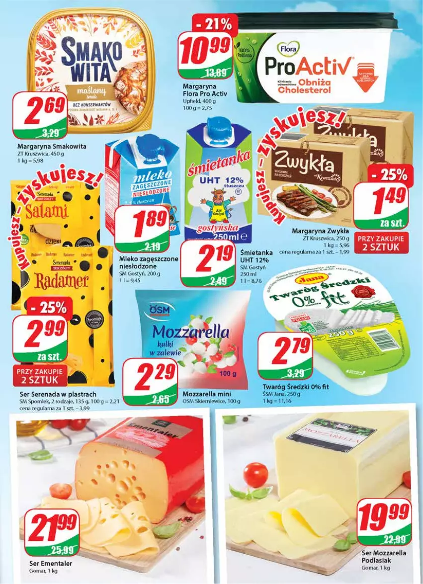 Gazetka promocyjna Dino - Gazetka - ważna 07.04 do 13.04.2021 - strona 15 - produkty: Ementaler, Flora, Margaryna, Mleko, Mleko zagęszczone, Mozzarella, Ser, Smakowita