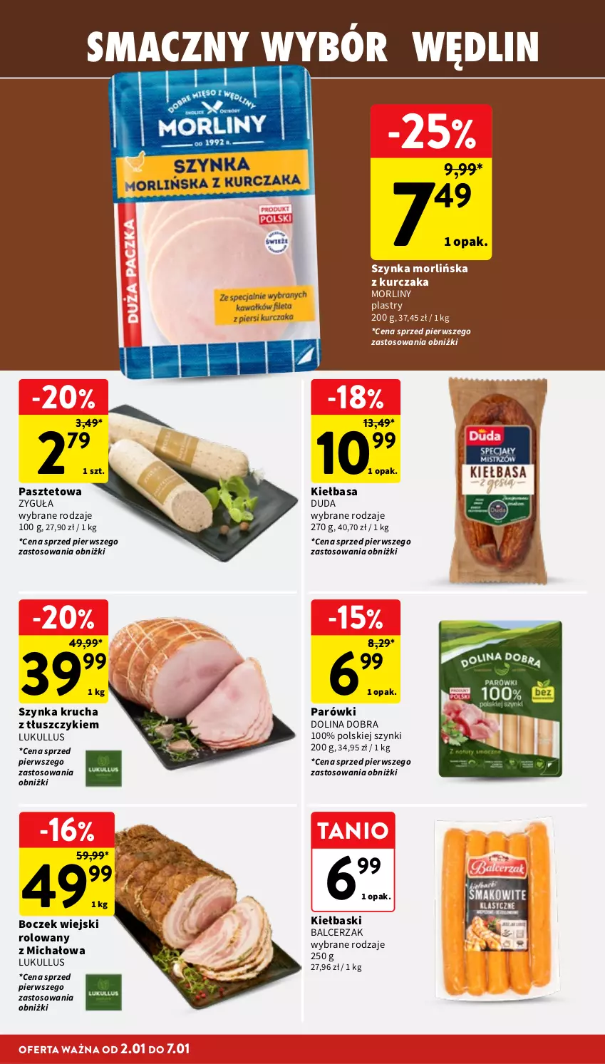 Gazetka promocyjna Intermarche - Gazetka Intermarche - ważna 02.01 do 07.01.2026 - strona 14 - produkty: Boczek, Duda, Kiełbasa, Kurczak, Morliny, Parówki, Pasztet, Szynka
